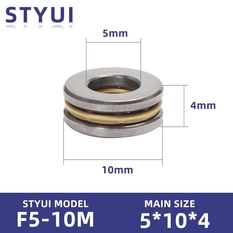 STYUI (10Pcs) F5-10M Miniature Thrust Ball Bearings 5mm x 10mm x 4mm Miniature Plane Thrust Bearings Chrome Steel One Way - Image 3